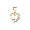 Pozlátený strieborný prívesok srdca so zirkónmi a malé srdiečko vo vnútri 14008.1