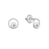 Zlaté 14 karátové náušnice kôstky biele zlato s bielou riečnou perlou 81P00046