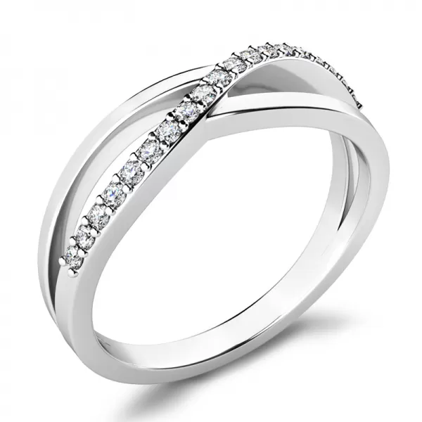 Prsteň z bieleho zlata 585 s prírodnými diamantmi 0,114ct, 10997-B-DIA