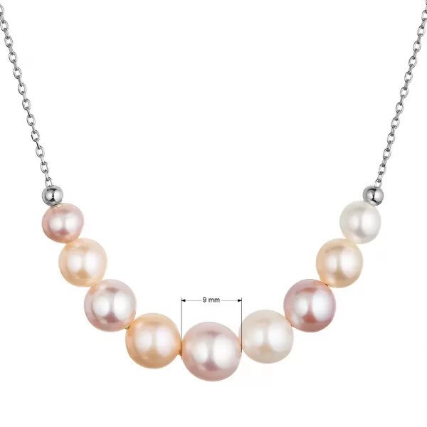 Strieborný náhrdelník s farebnými riečnymi perlami 22046.3 multi