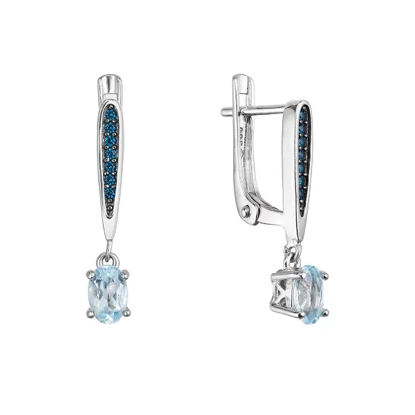 Strieborné náušnice luxusné s pravými minerálnymi kameňmi modré 11487.3 london nano, sky topaz