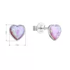 Strieborné náušnice kôstky so syntetickým opálom ružové srdce 11337.3