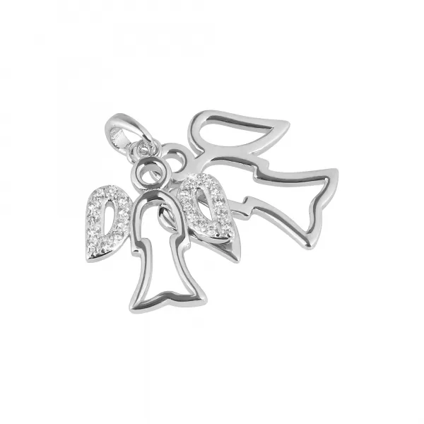 Strieborný prívesok dva anjeli so zirkonmi 14043.1 crystal