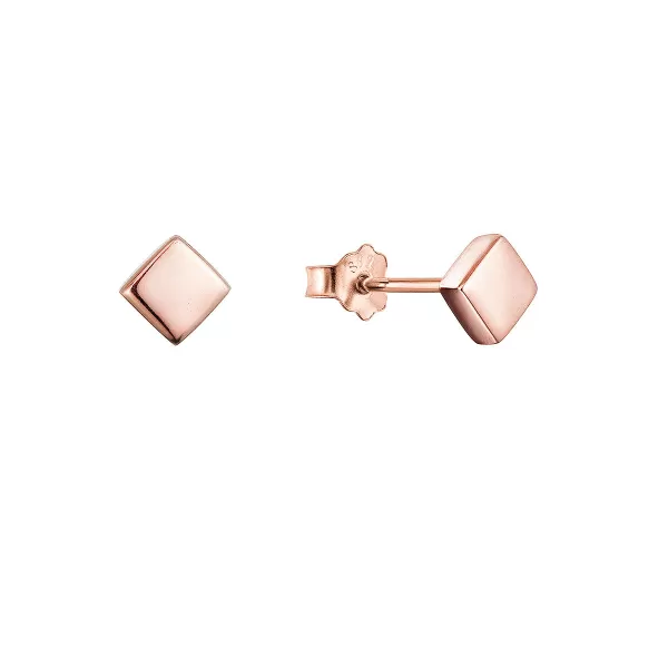 Pozlátené strieborné náušnice štvorčeky 61026 Rose Gold