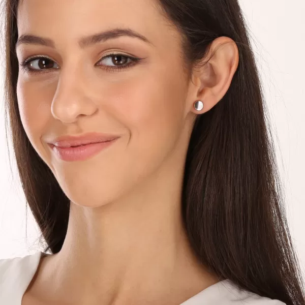 Strieborné náušnice lesklá placky s malým zirkónom 11547.1 crystal