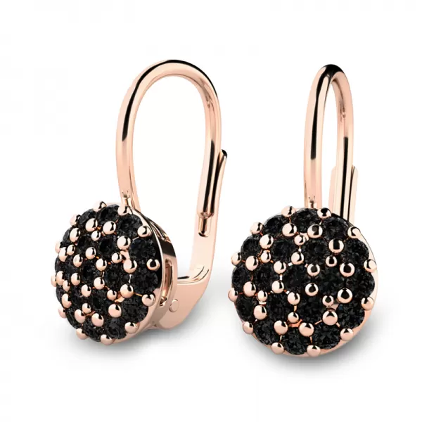 Diamantové náušnice vyrobené z ružového zlata 10955-cv-čierna