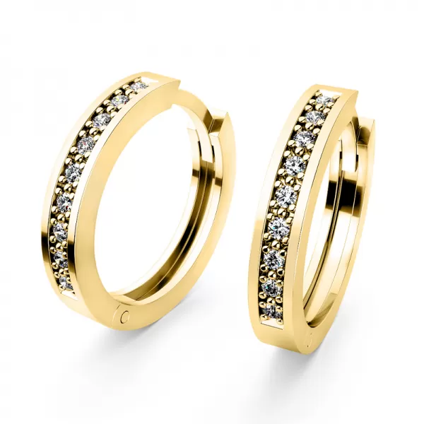 Dámske náušnice žlté zlato 585/1000 prírodný diamant G/SI kruhy 10969-ZL-DIA