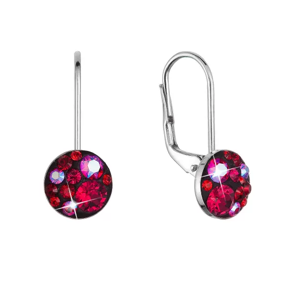 Strieborné náušnice visiace s kryštálmi Swarovski červené malé 31321.3 cherry