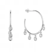 Strieborné náušnice kruhy so zavesenými zirkónmi bielej 11482.1