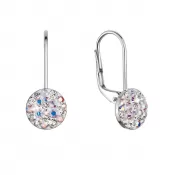Strieborné náušnice visiace s kryštálmi Swarovski ab efekt malé 31321.2 ab efekt