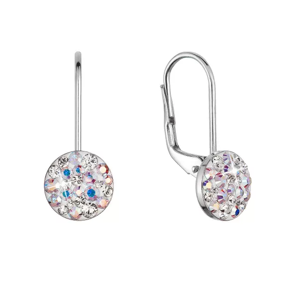 Strieborné náušnice visiace s kryštálmi Swarovski ab efekt malé 31321.2 ab efekt