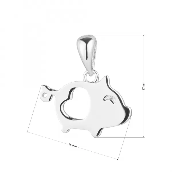 Strieborný prívesok prasiatko so srdiečkom 64022