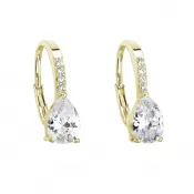 Pozlátené náušnice visiace so zirkónom biela slza 11206.1