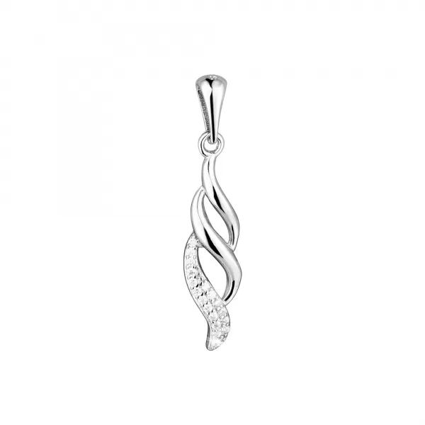 Strieborný prívesok so zirkónmi biela vlnka 14046.1 crystal