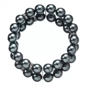 Perlový náramok dvojradový tmavo zelený 33065.3 tahiti