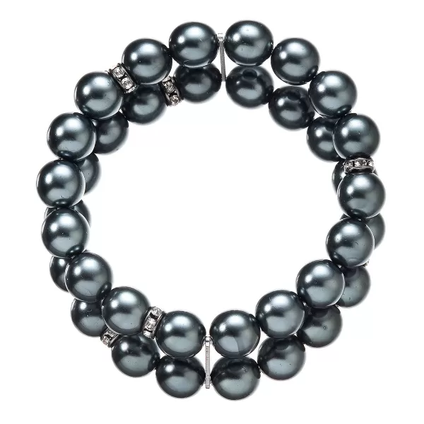 Perlový náramok dvojradový tmavo zelený 33065.3 tahiti