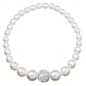Perlový náramok biely s Preciosa kryštálmi 33063.1