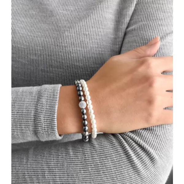 Perlový náramok biela šedá s Preciosa kryštálmi 33106.3