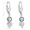Strieborné náušnice visiace s Preciosa kryštály šedé okrúhle 31244.3