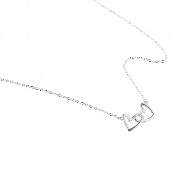 Strieborný náhrdelník dve spojené srdcia 62020