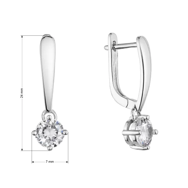 Strieborné náušnice visiace s hojdajúcim so zirkónom bielej 11452.1
