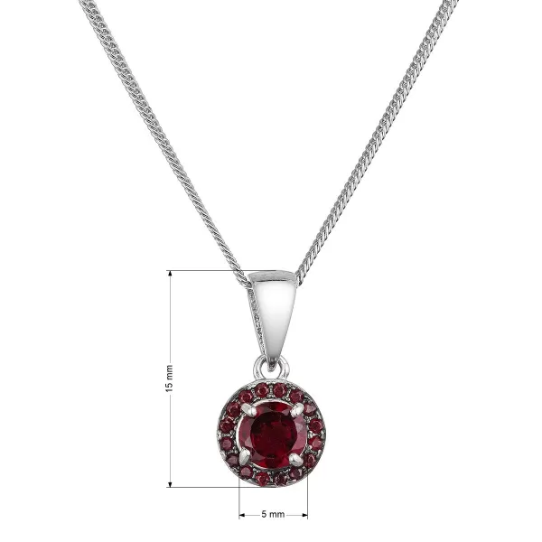 Strieborný náhrdelník luxusný s pravými minerálnymi kameňmi červený 12088.3 garnet