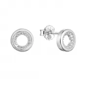 Strieborné náušnice kôstky guľaté so zirkónmi 11431.1 crystal
