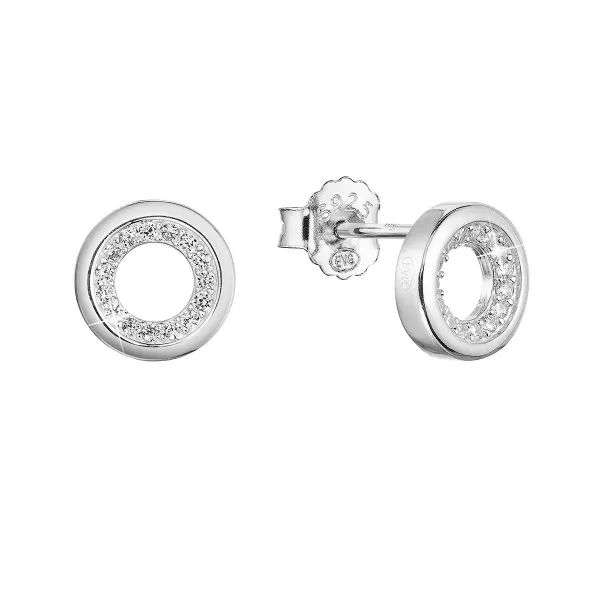 Strieborné náušnice kôstky guľaté so zirkónmi 11431.1 crystal