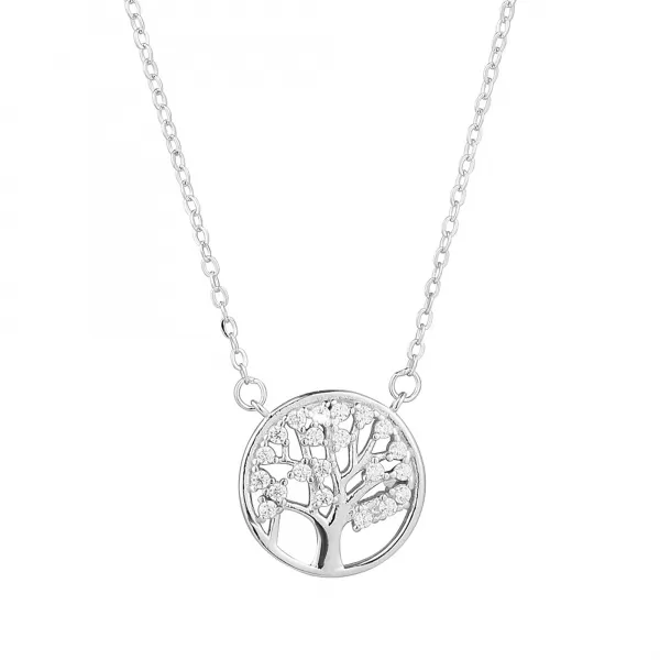 Strieborný náhrdelník strom života so zirkónmi 12097.1 crystal