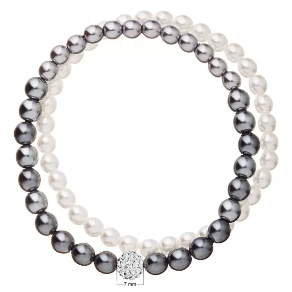 Perlový náramok biela šedá s Preciosa kryštálmi 33106.3