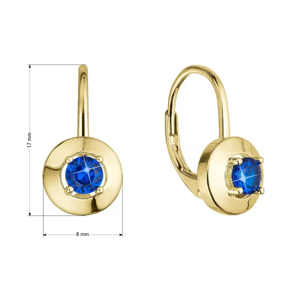 Pozlátené strieborné náušnice s modrým zirkónom 11510.3 blue