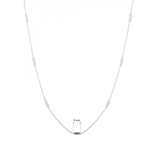 Strieborný náhrdelník s prvkami rozloženými dookola retiazky 62019