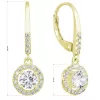 Pozlátené strieborné náušnice visiace so zirkónmi biele okrúhle 11300.1