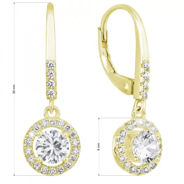 Pozlátené strieborné náušnice visiace so zirkónmi biele okrúhle 11300.1