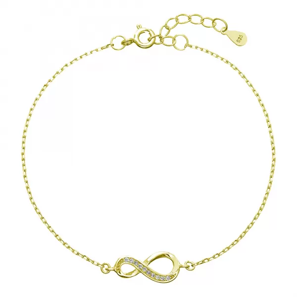 Pozlátený náramok so zirkónmi nekonečno 13009.1