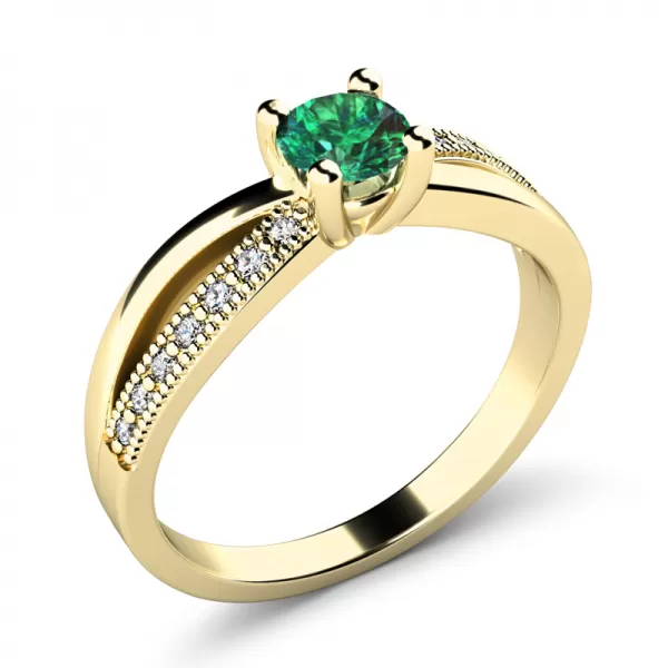 Dámsky prsteň zo žltého zlata 585/1000 prírodný diamant G/SI so smaragdom 10998-ZL-SMAR