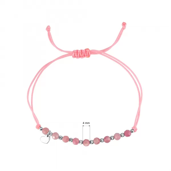 Textilný náramok ružový s korálkami z turmalínu 13059.3 turmaline