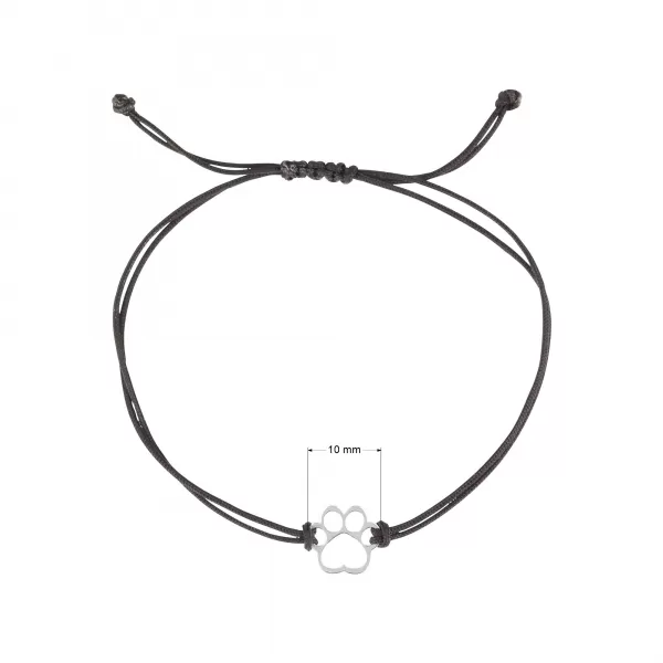 Textilný náramok Kabbalah čierny so striebornou labkou 13058.3 black