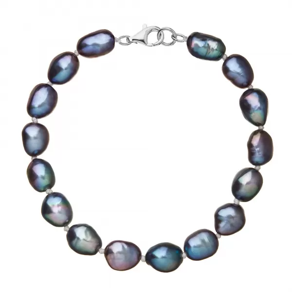 Perlový náramok z riečnych perál so zapínaním z bieleho 14 karátového zlata 823011.3/9260B peacock