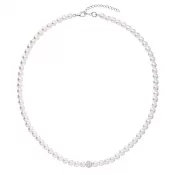 Perlový náhrdelník biely s Preciosa kryštály 32063.1