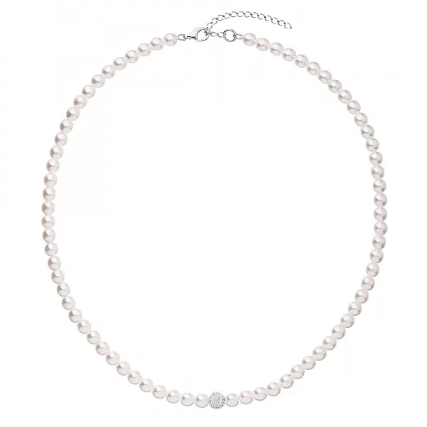 Perlový náhrdelník biely s Preciosa kryštály 32063.1