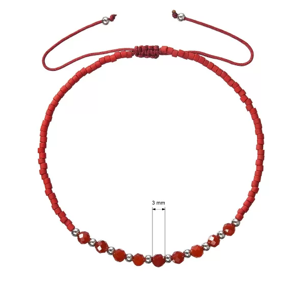 Textilné Miyuki náramok červený achát 13037.3 red