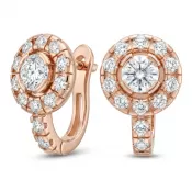 Náušnice ružové zlato 585/1000, prírodné diamanty 0.884ct, 109015-CV-DIA