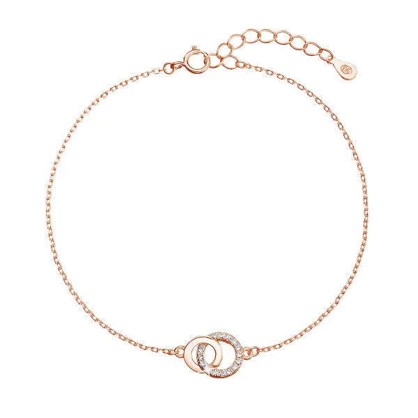Pozlátený strieborný ROSE náramok krúžky so zirkónmi 13033.1 crystal