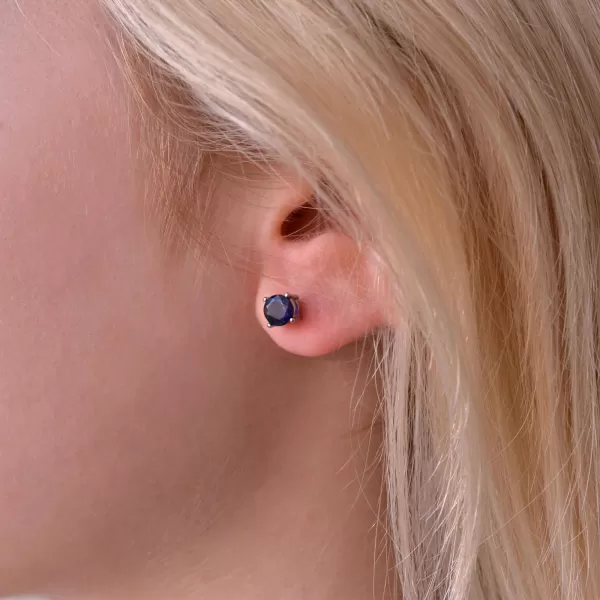 Strieborné náušnice kôstky s pravými minerálnymi kameňmi temne modré 11483.3 sapphire blue