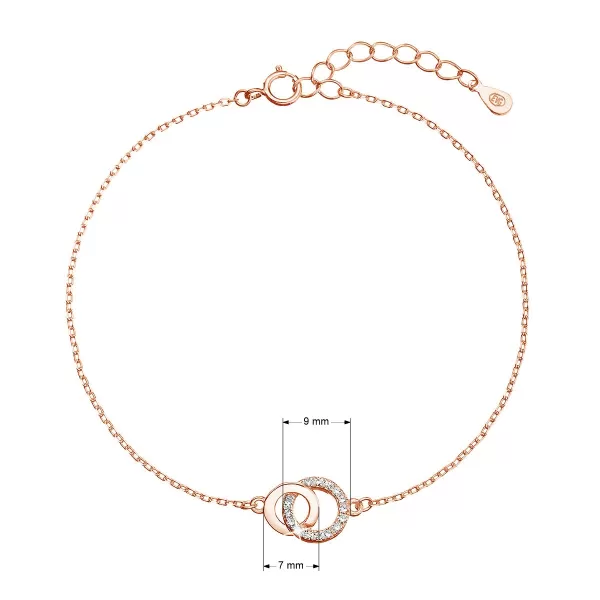 Pozlátený strieborný ROSE náramok krúžky so zirkónmi 13033.1 crystal
