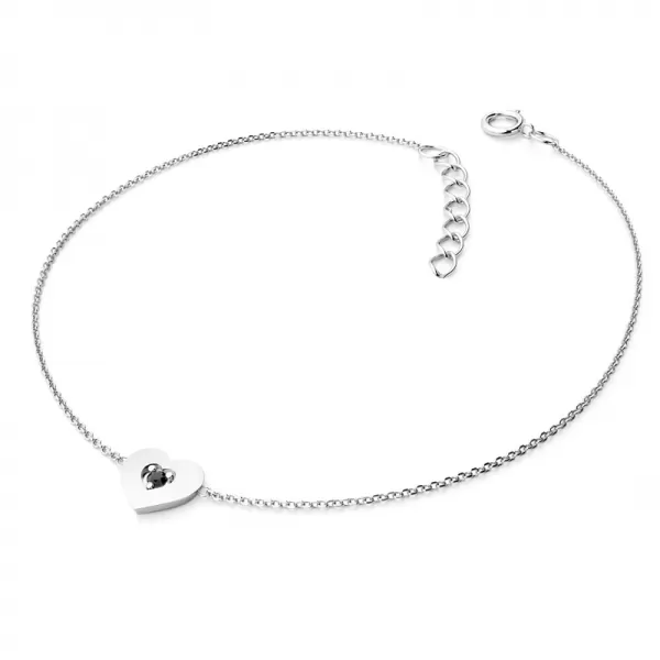 Náramek z bílého zlata 585/1000 s přírodním černým diamantem 0,045ct, 10874-NR02-B-Black