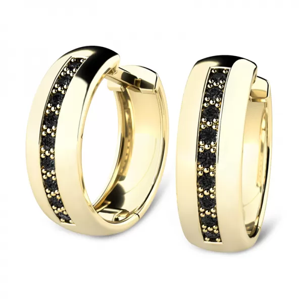 Náušnice žluté zlato 585/1000, přírodní diamanty 0.126ct, 109012-ZL-DIA-Black