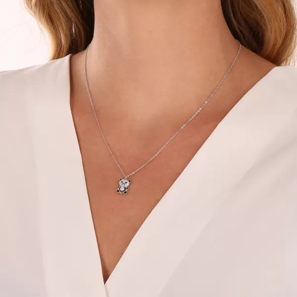 Strieborný náhrdelník medvedík so zirkónmi 12101.1 crystal