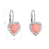 Strieborné náušnice čalúnenia so syntetickým opálom oranžovým srdcom 31319.1 Koral